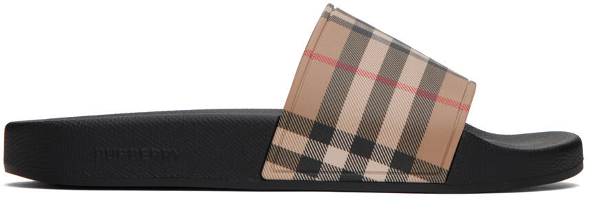 Burberry Beige & Black Check Slides Cover