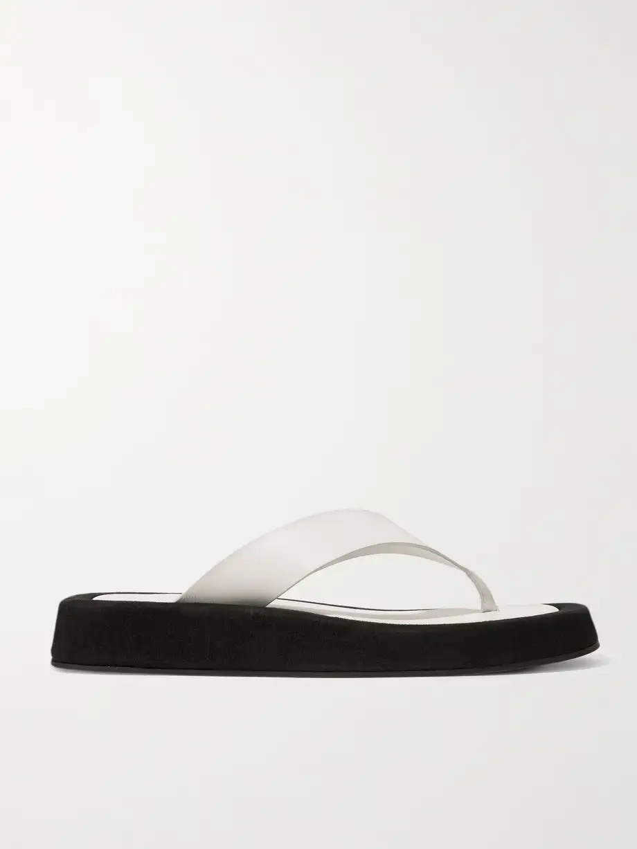 The Row - Ginza Two-tone Leather And Suede Platform Flip Flops - White Cover