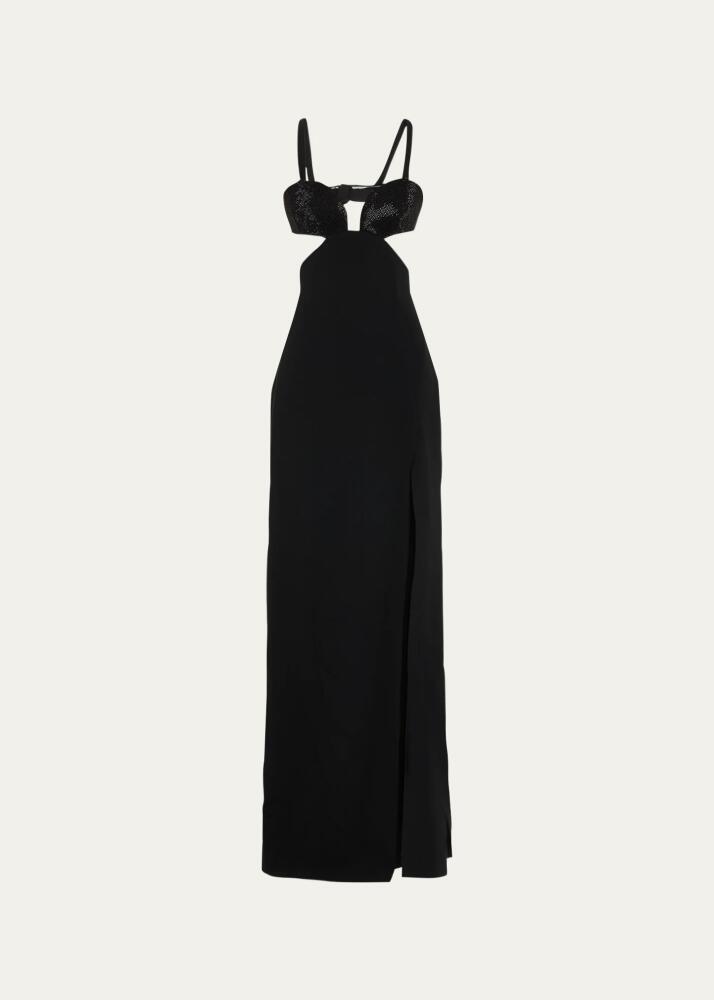 Elie Saab Long Embellished Cutout Crepe Dress Cover