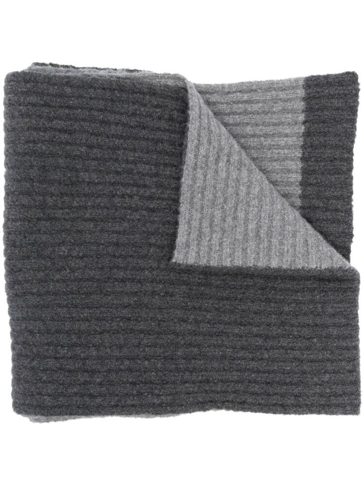 Balmain two-tone ribbed knit scarf - Grey Cover