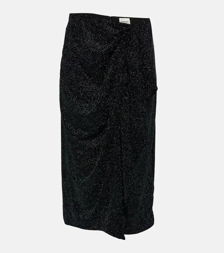 Marant Etoile Alyssa embellished velvet midi skirt Cover