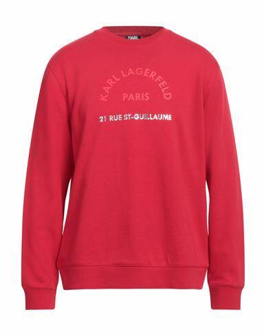 Karl Lagerfeld Man Sweatshirt Red Cotton, Polyester Cover