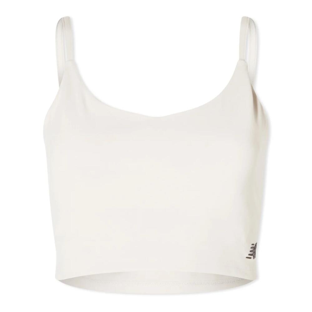 New Balance Women's Linear Heritage Soft Bra Top in Moonrock Cover