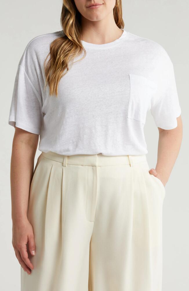 Nordstrom Boxy Linen Pocket T-Shirt in White Cover