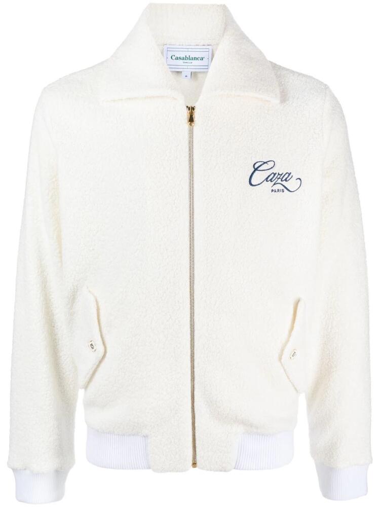 Casablanca logo-embroidered zip-front jacket - Neutrals Cover