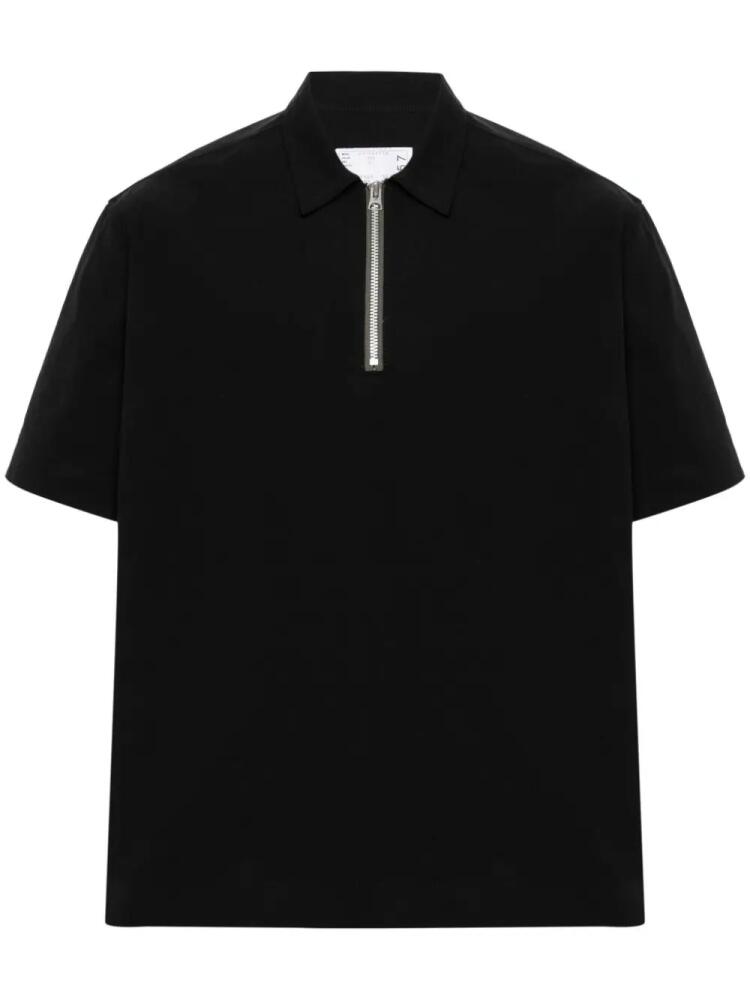 sacai zip-up polo shirt - Black Cover