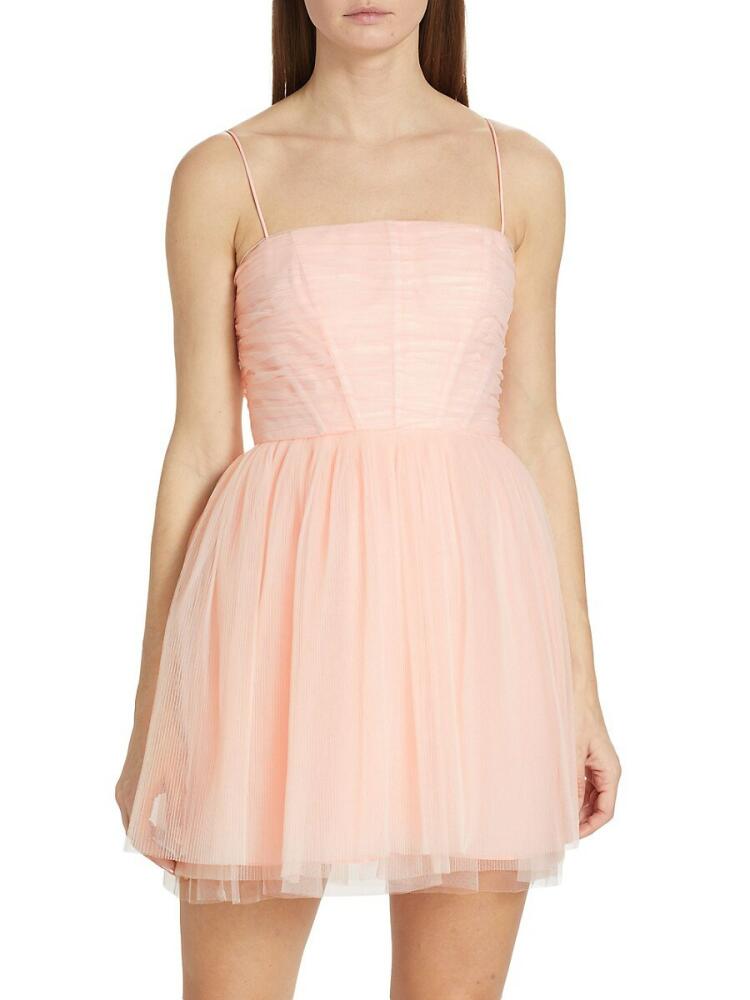 ML Monique Lhuillier Women's Tulle Babydoll Mini Dress - Sweet Pink Cover