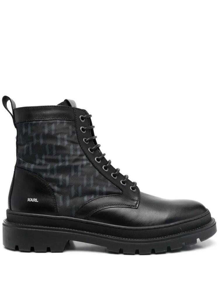 Karl Lagerfeld Outland mixed-panel combat boots - Black Cover