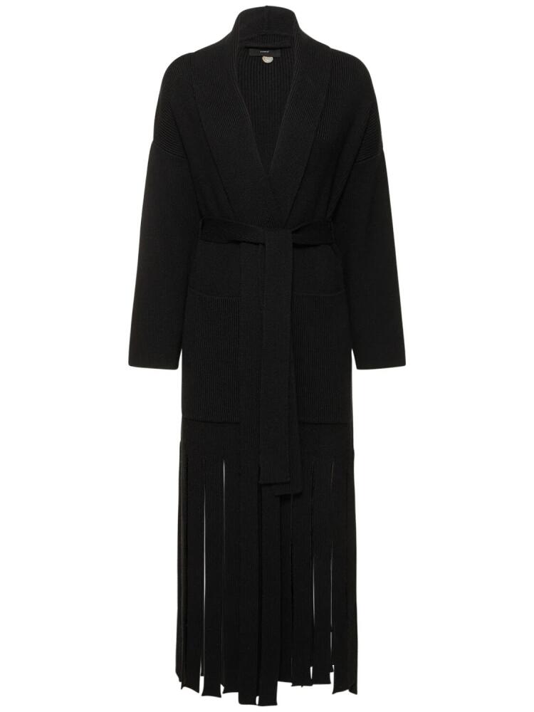 ALANUI Maxi Fringe Knit Wool Long Coat Cover