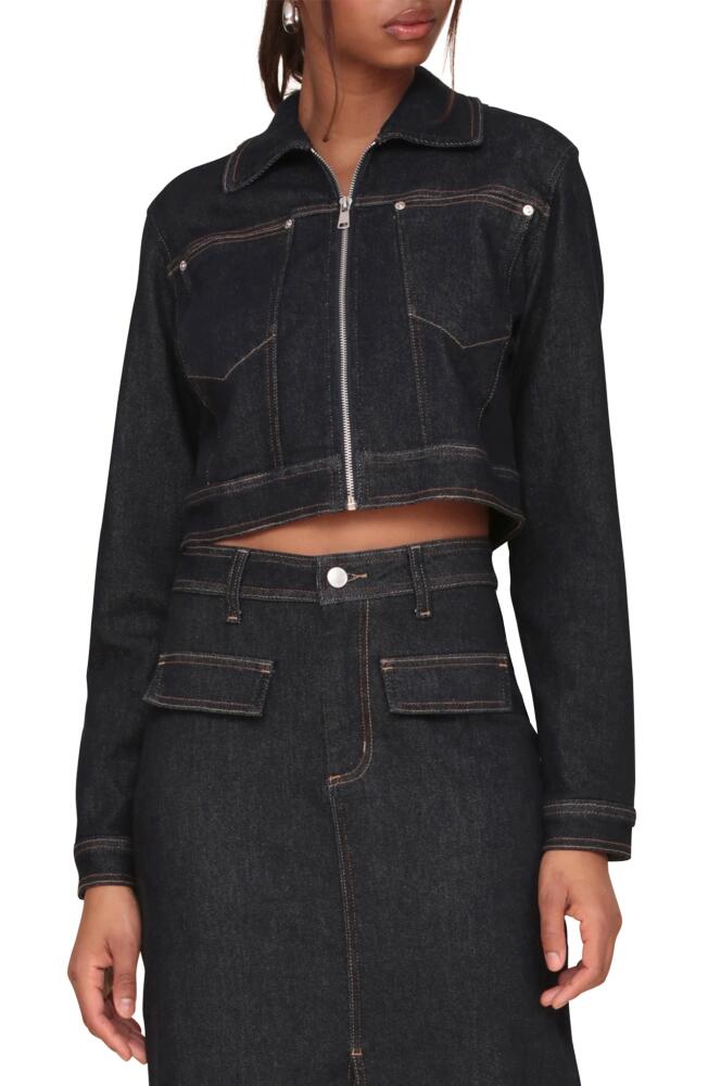 Avec Les Filles Crop Denim Jacket in Rinse Wash Cover