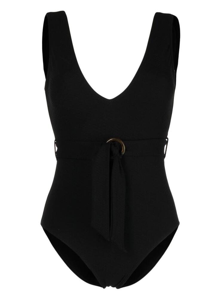 Duskii ribbed V-neck swimsuit - Black Cover