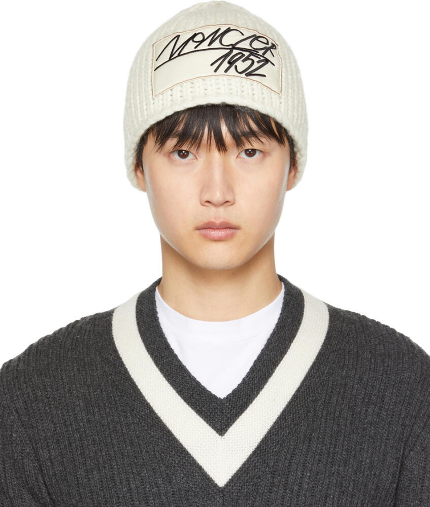 Moncler Genius 2 Moncler 1952 White Rib Knit Beanie Cover