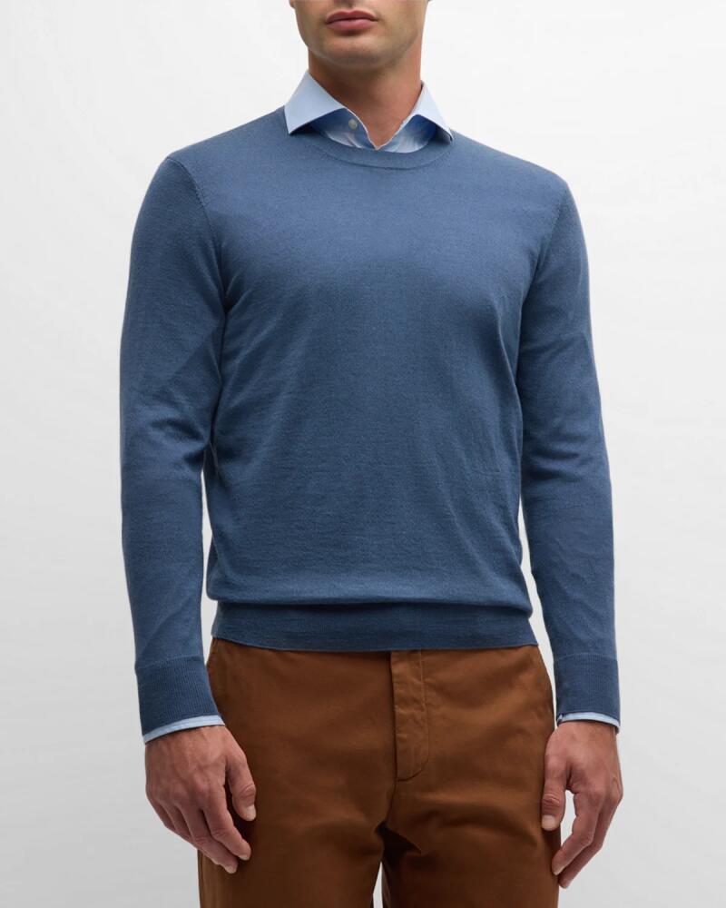 Neiman Marcus Men's Cashmere and Silk Crewneck Sweater Cover