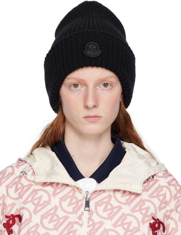 Moncler Black Logo Beanie Cover