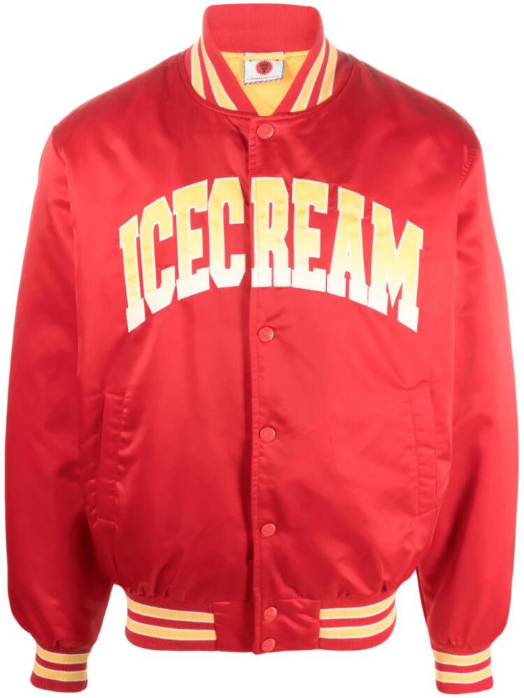 ICECREAM logo-appliqué varsity bomber jacket - Red Cover