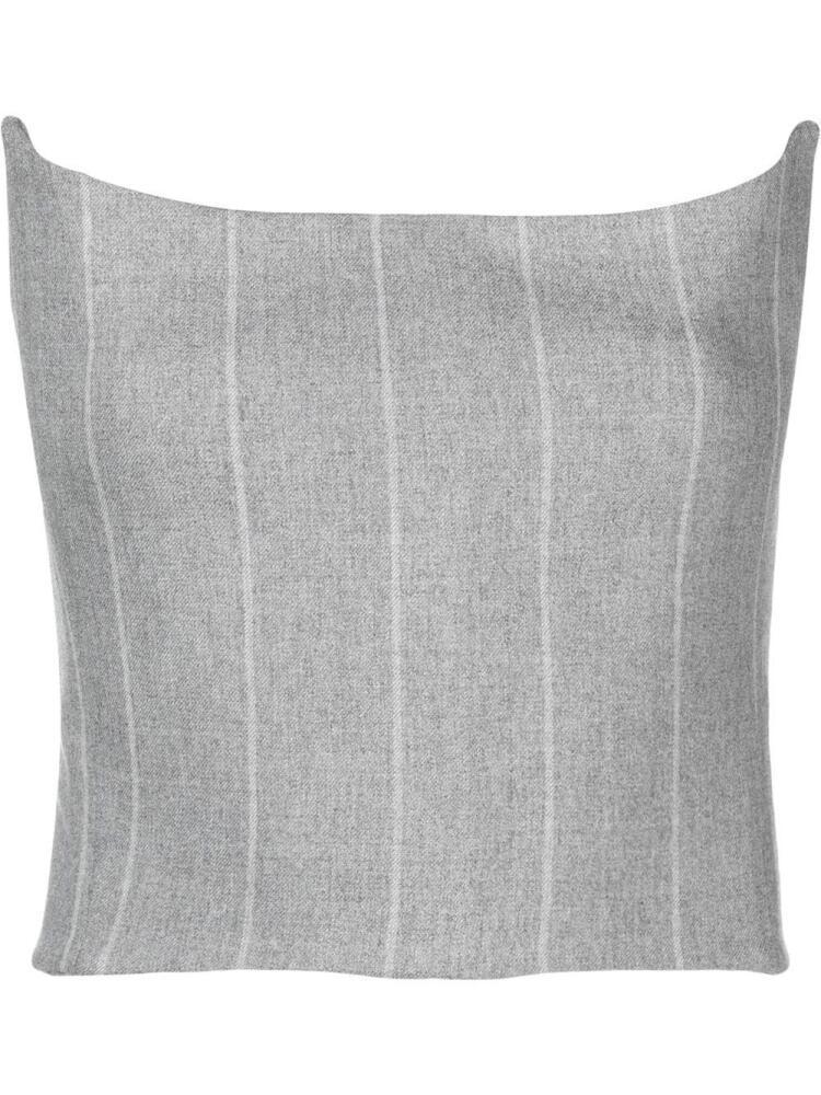 Ioana Ciolacu pinstripe-print off-shoulder bustier top - Grey Cover