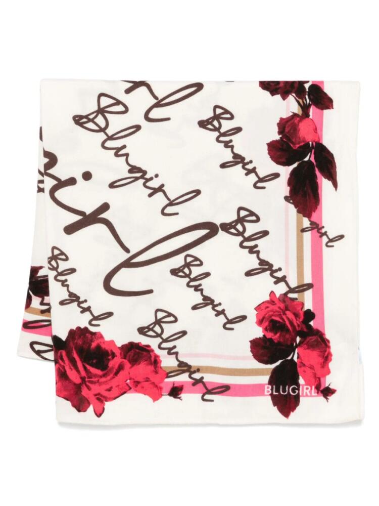 Blugirl logo-print scarf - White Cover