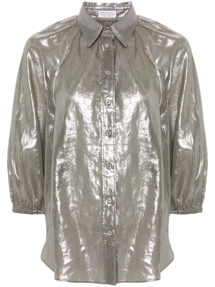 Brunello Cucinelli metallic-effect shirt - Green Cover