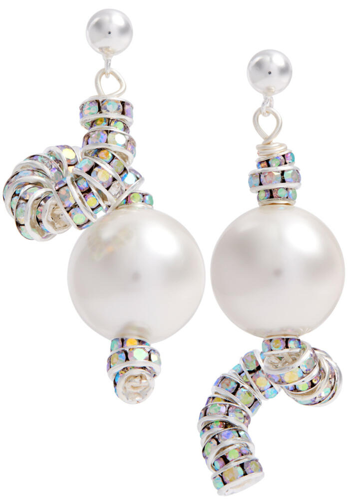 Pearl Octopuss.y Mini Snakes Embellished Drop Earrings - Silver Cover