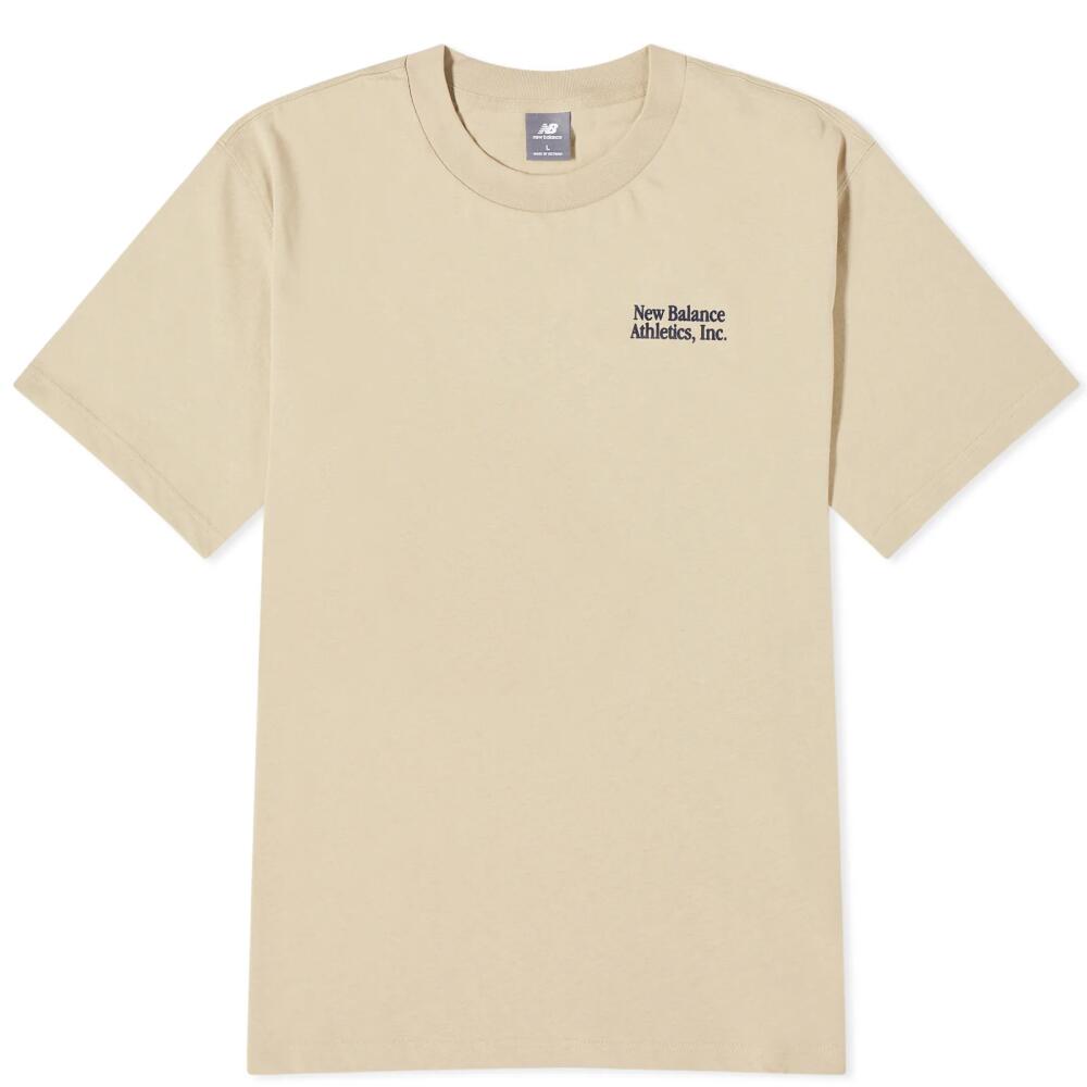 New Balance Men's NB Athletics Flocked Relaxed T-Shirt in Stoneware Cover