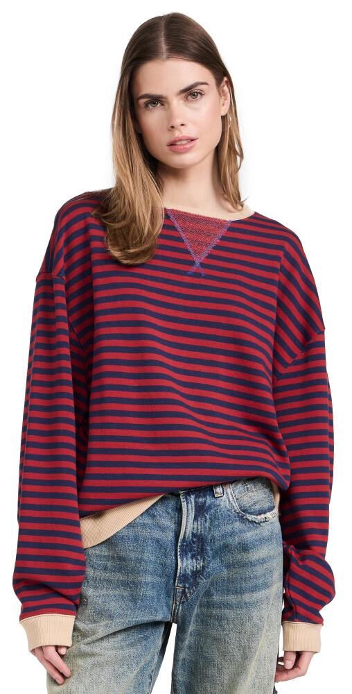 Free People Classic Striped Crew Sweatshirt Nautical Combo Cover