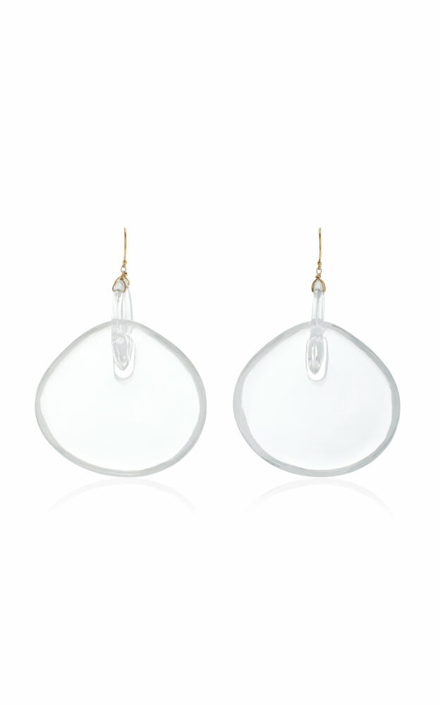 Ten Thousand Things - Big Gong 18K Yellow Gold Crystal Earrings - White - Gifts For Her Cover