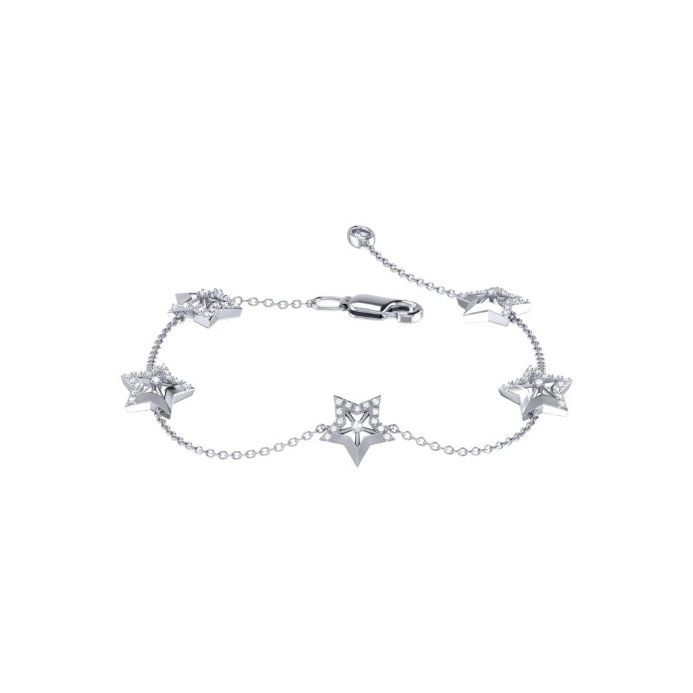 LuvMyJewelry Lucky Star Sterling Silver Diamond Bracelet Cover