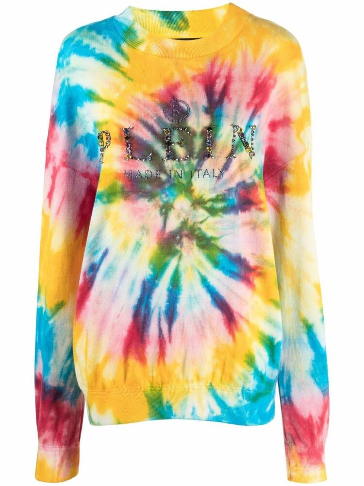 Philipp Plein tie-dye print cotton-blend sweatshirt - Yellow Cover