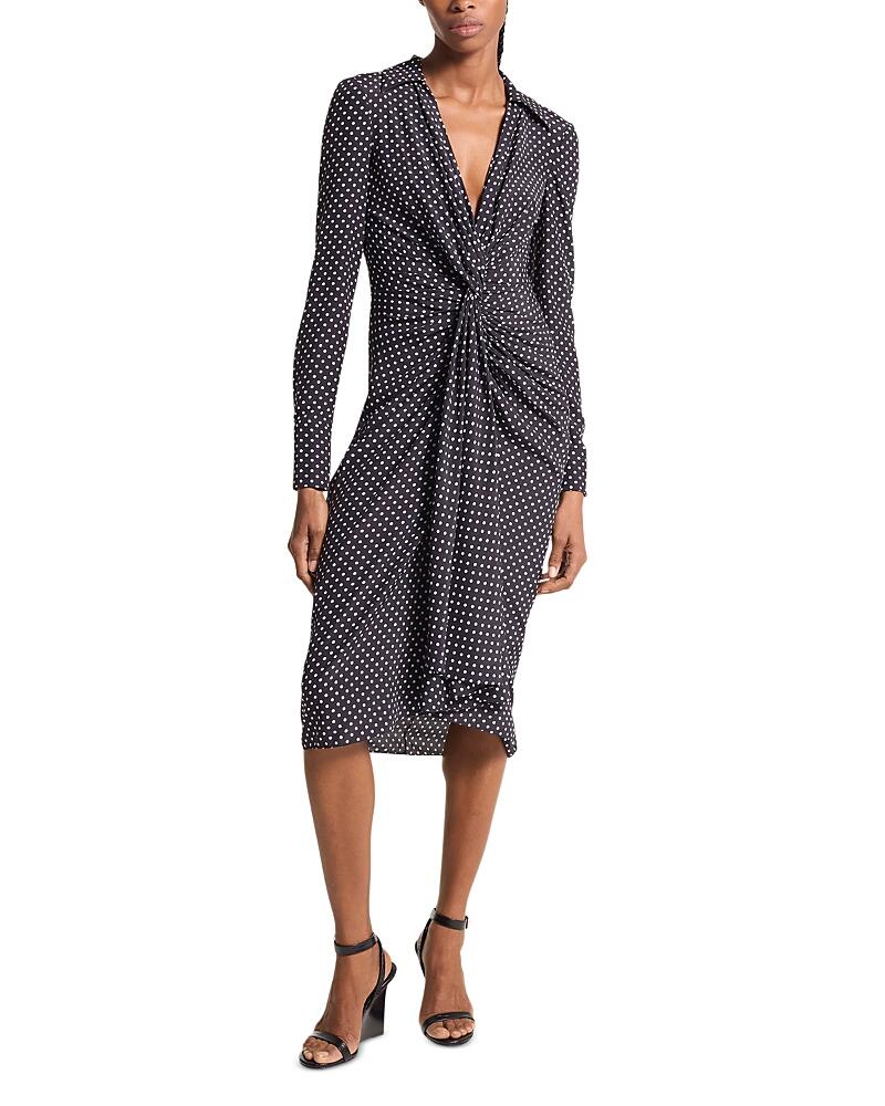 Michael Kors Collection Silk Polka Dot Gathered Midi Dress Cover