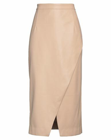 Jijil Woman Midi skirt Beige Polyester, Polyurethane coated Cover