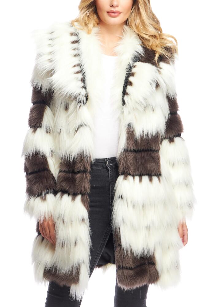 DONNA SALYERS FABULOUS FURS Alter Ego Faux Fur Coat in White Multi Cover