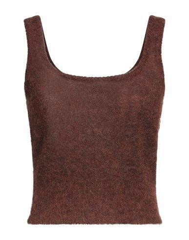 Federica Tosi Woman Top Dark brown Mohair wool, Alpaca wool, Polyamide Cover