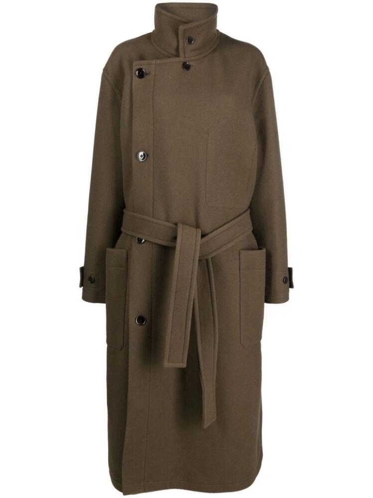 LEMAIRE wool wrap belted-waist coat - Brown Cover