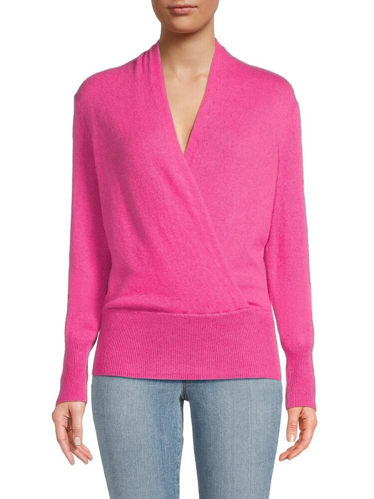 Sofia Cashmere Women's Faux Wrap Cashmere Sweater - Bright Pink Cover