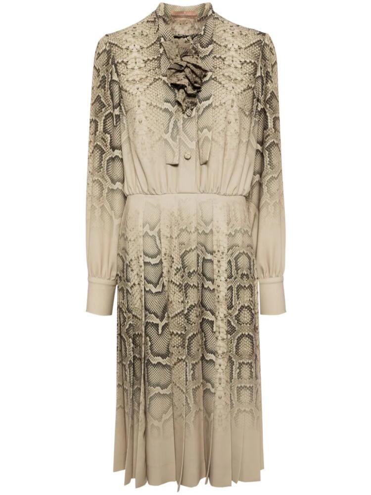 Ermanno Scervino bow-detail python-print midi dress - Brown Cover