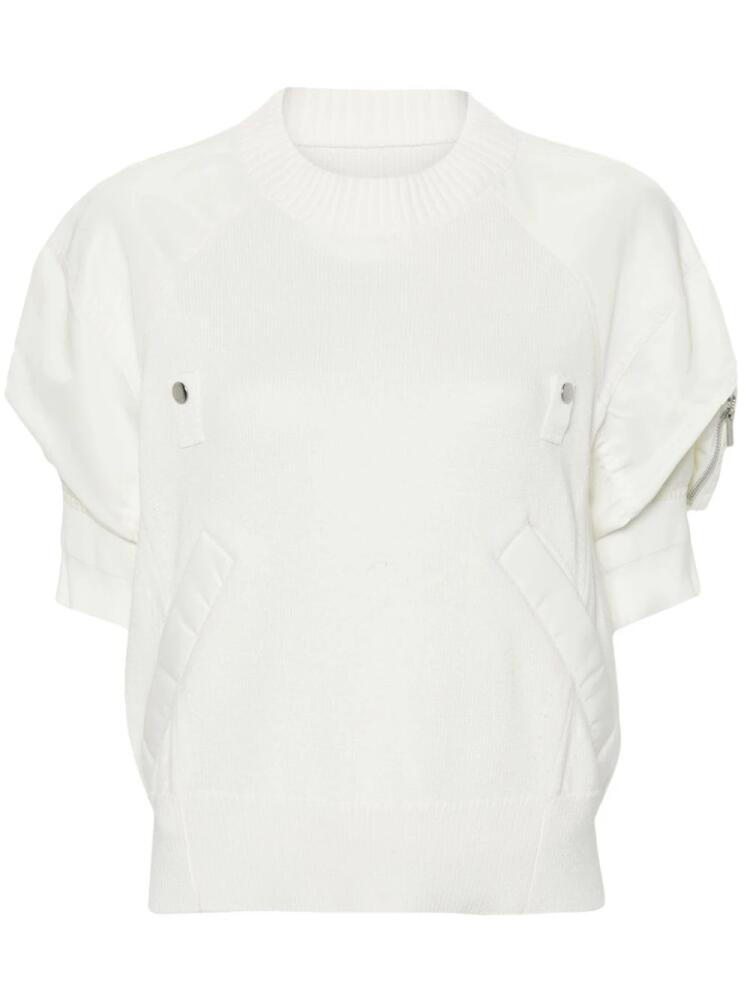 sacai panelled ribbed-knit jumper - White Cover