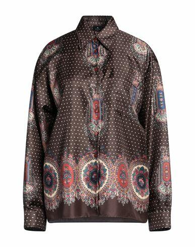 Etro Woman Shirt Dark brown Silk Cover