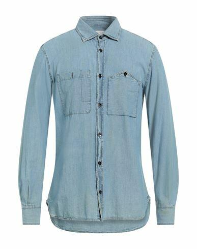 Glanshirt Man Denim shirt Blue Size 15 ½ Cotton Cover