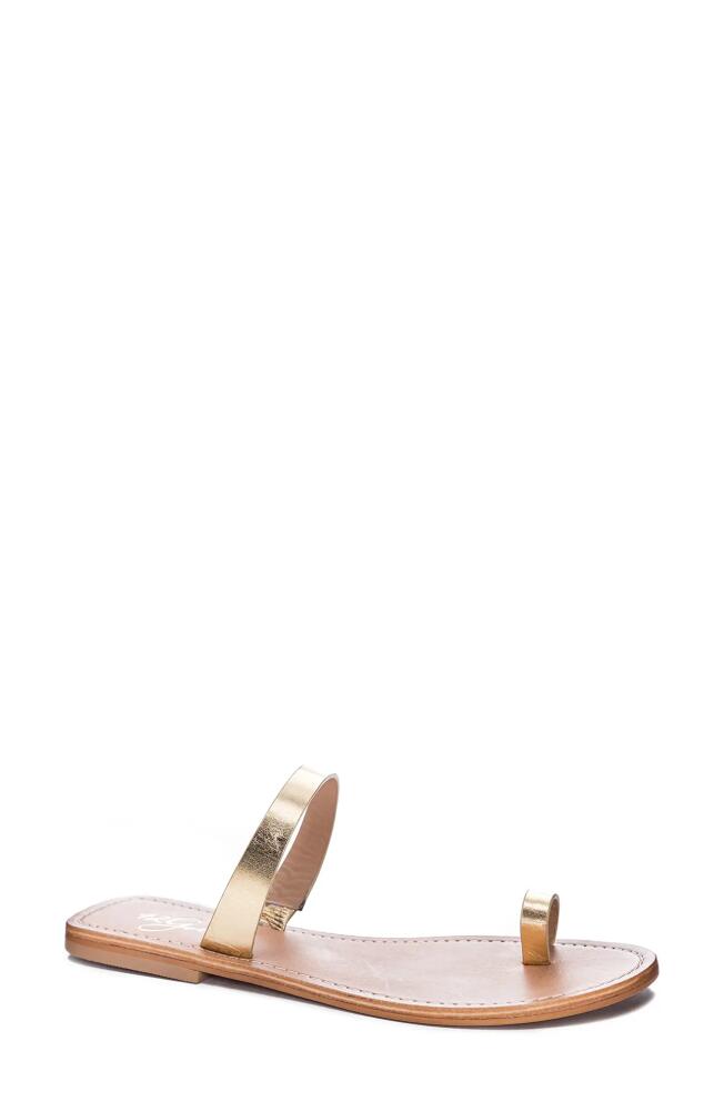 42 Gold Zola Slide Sandal in Gold Leather Cover