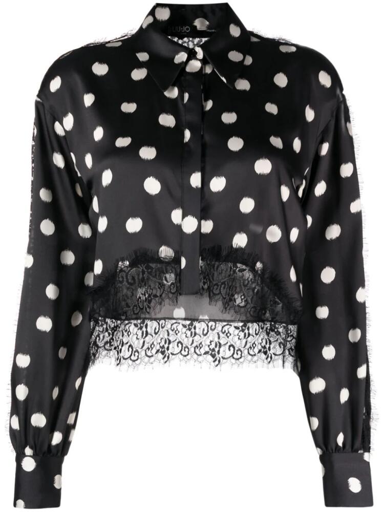 LIU JO polka dot-print cropped shirt - Black Cover