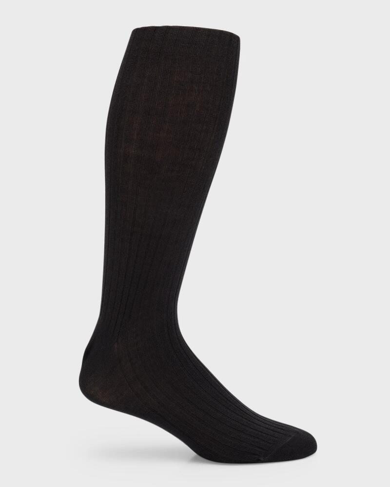 Neiman Marcus Men's 3-Pack Ribbed Wool Over-Calf Socks Cover