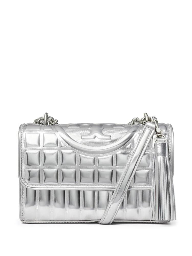 Tory Burch small Fleming Metallic quilted convertible shoulder bag - Silver Cover