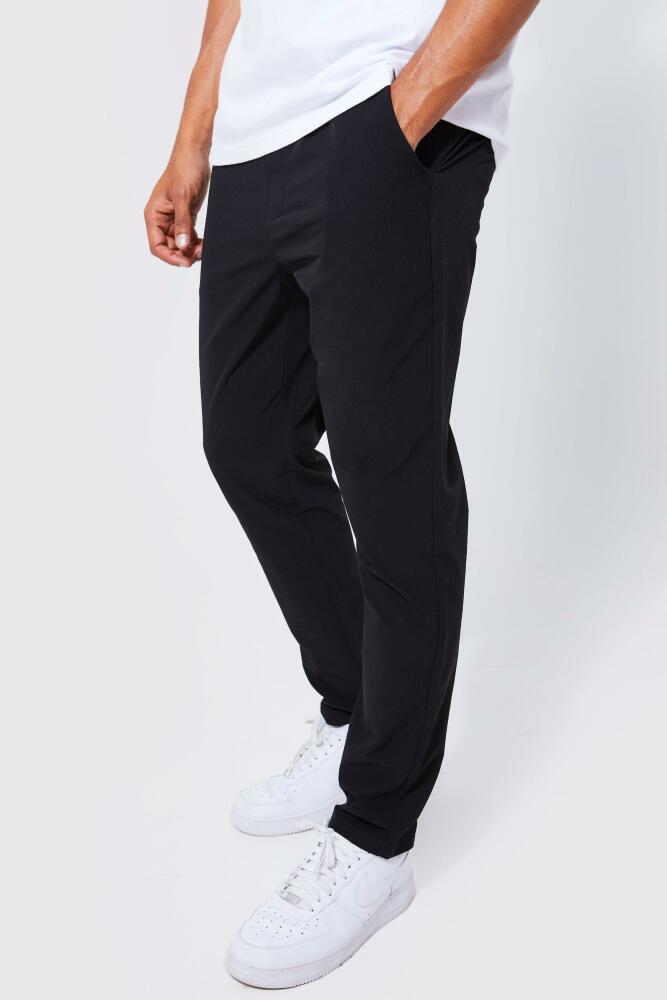 Mens Elasticated Waist Technical Golf Stretch Slim Pants - Black Cover