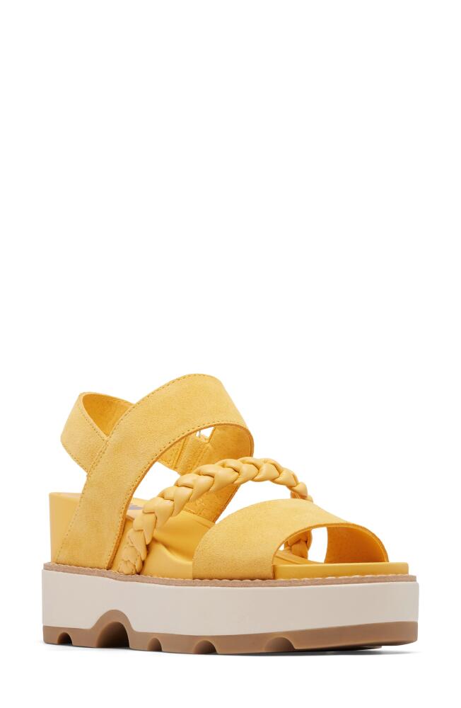 SOREL Joanie IV Slingback Platform Wedge Sandal in Yellow Ray/Honey White Cover