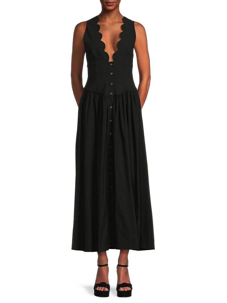 WeWoreWhat Women's Scalloped Maxi Shirtdress - Black Cover