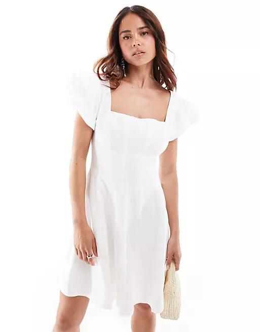 Ever New paneled ruffle mini dress in ivory-White Cover