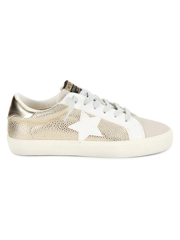 Vintage Havana Women's Pebbled Metallic Star Sneakers - Washed Gold Cover