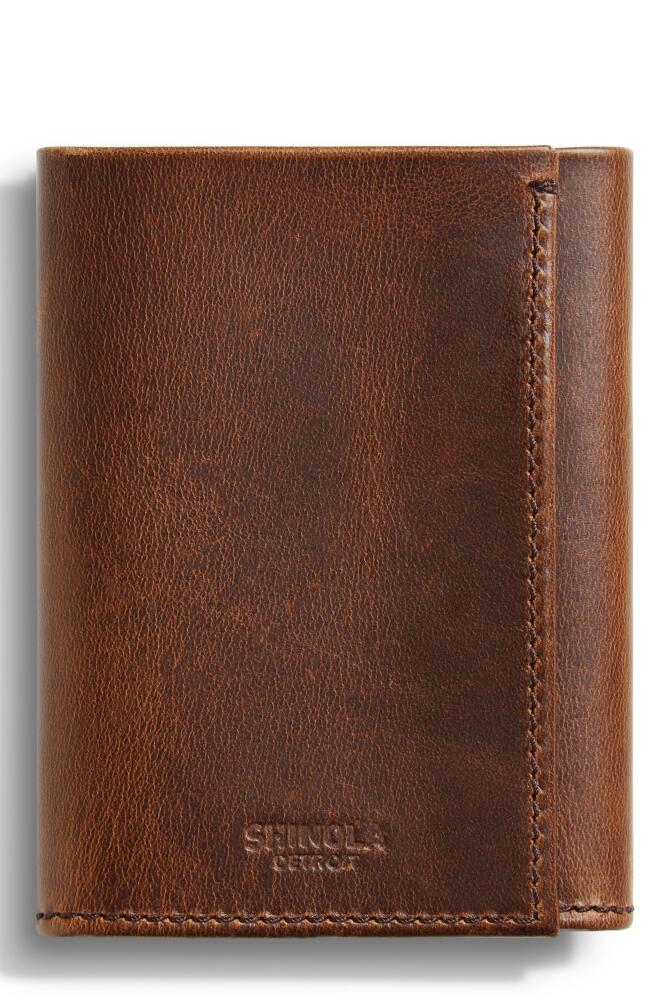 Shinola RFID Leather Trifold Wallet in Medium Brown Cover