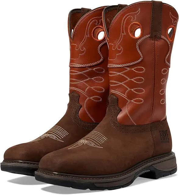 Frye The Safety-Crafted Western Boots (Brown and Burnt Orange) Men's Work Boots Cover