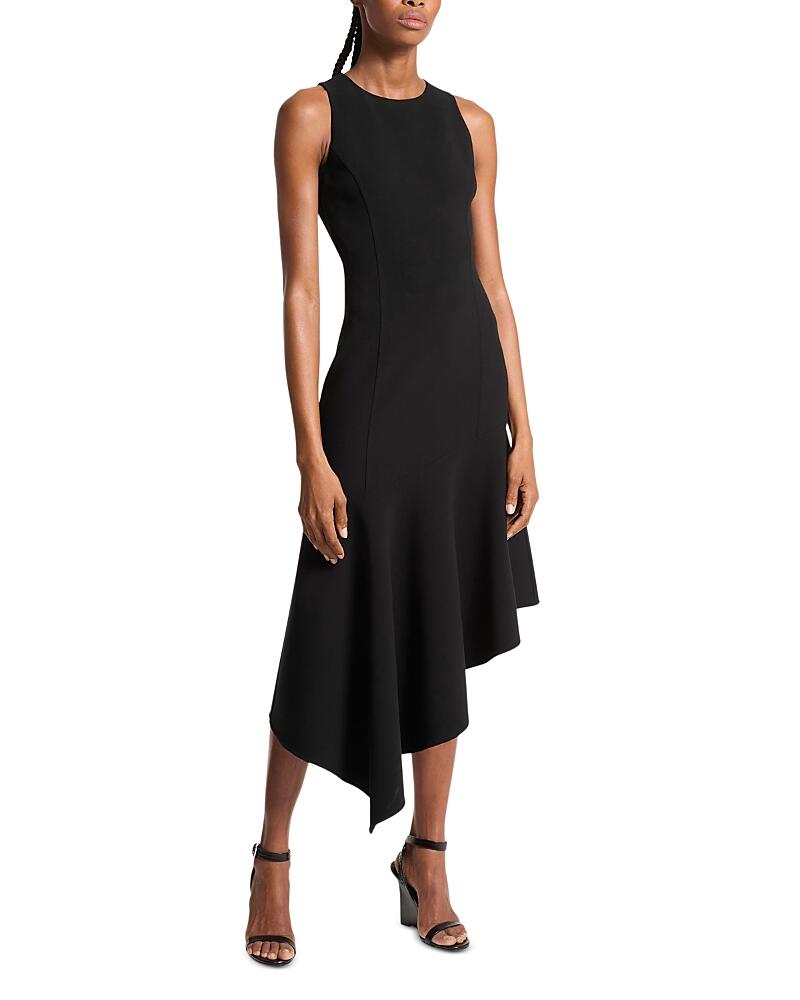 Michael Kors Collection Barathea Sleeveless Wool Blend Asymmetrical Midi Dress Cover